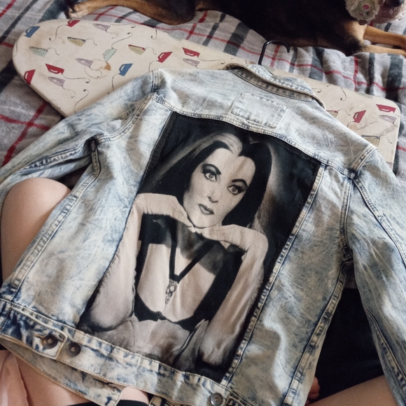 WIP NFS Acid washed classic horror lovers ooak custom upcycled patch jacket! - Picture 3 of 9
